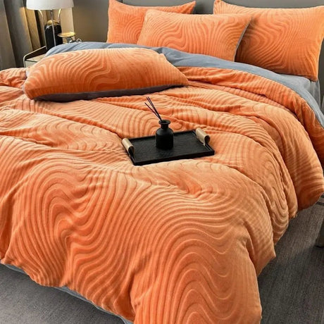 Autumn And Winter Granular Velvet Warm Bed Four Piece Set Duvet Cover Bed Sheet And Pillowcase - Julia M LifeStyles