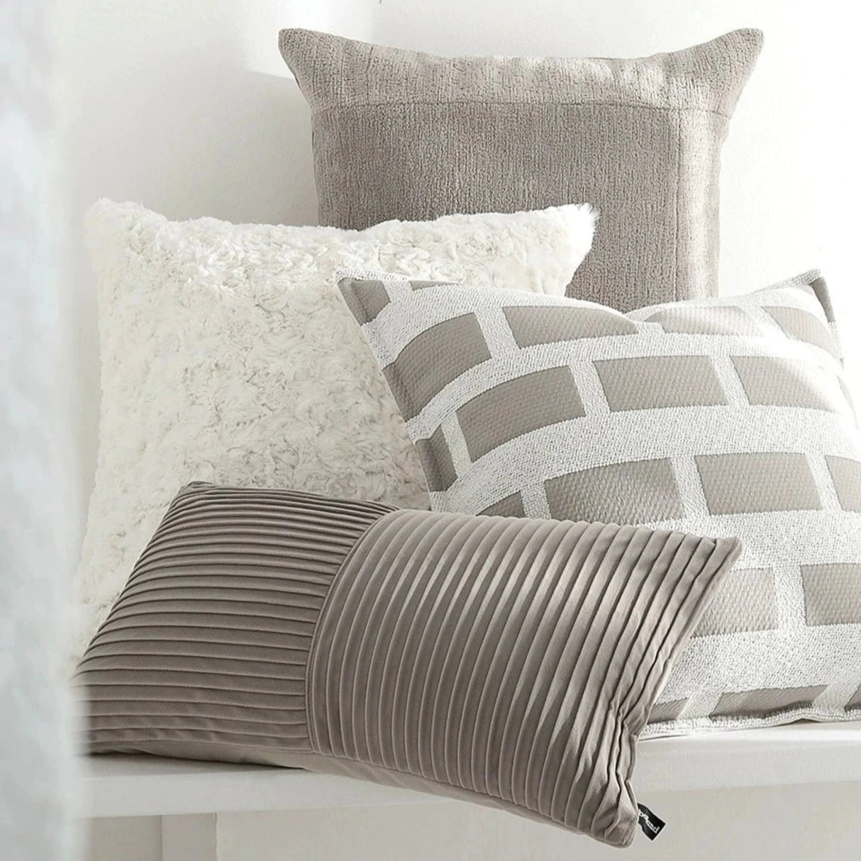 Modern Minimalist Gray Geometric Jacquard Pillow Cover - Julia M LifeStyles