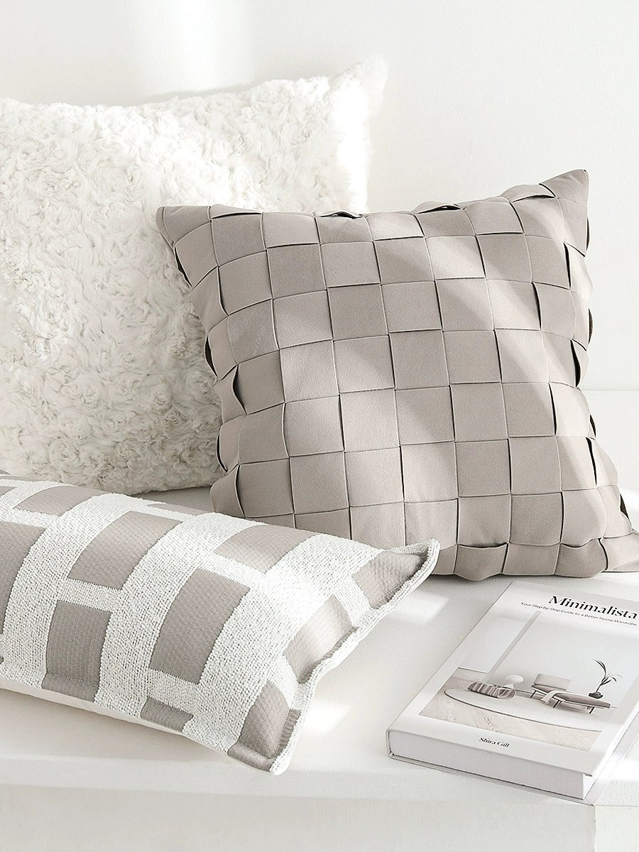 Modern Minimalist Gray Geometric Jacquard Pillow Cover - Julia M LifeStyles