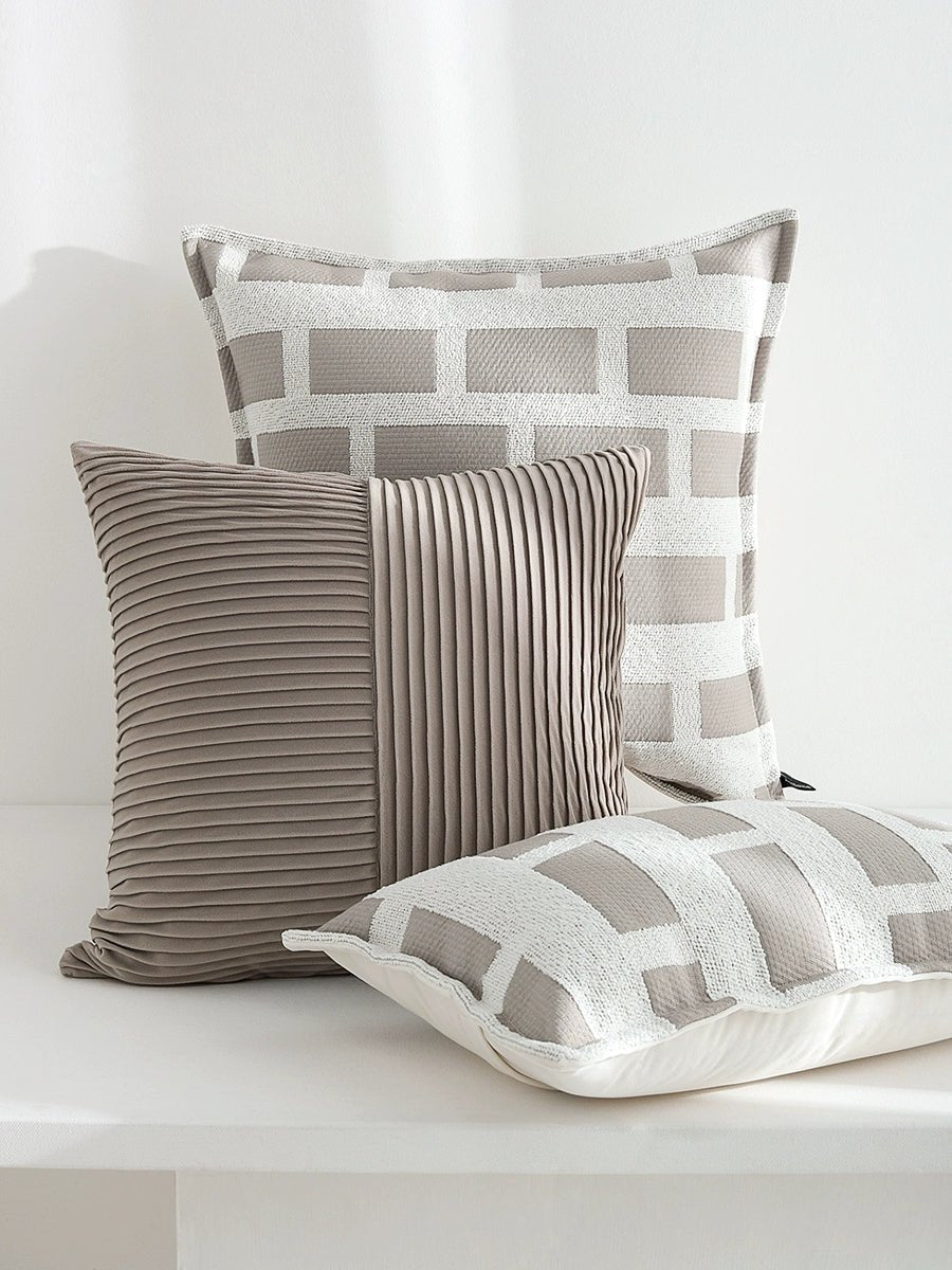 Modern Minimalist Gray Geometric Jacquard Pillow Cover - Julia M LifeStyles