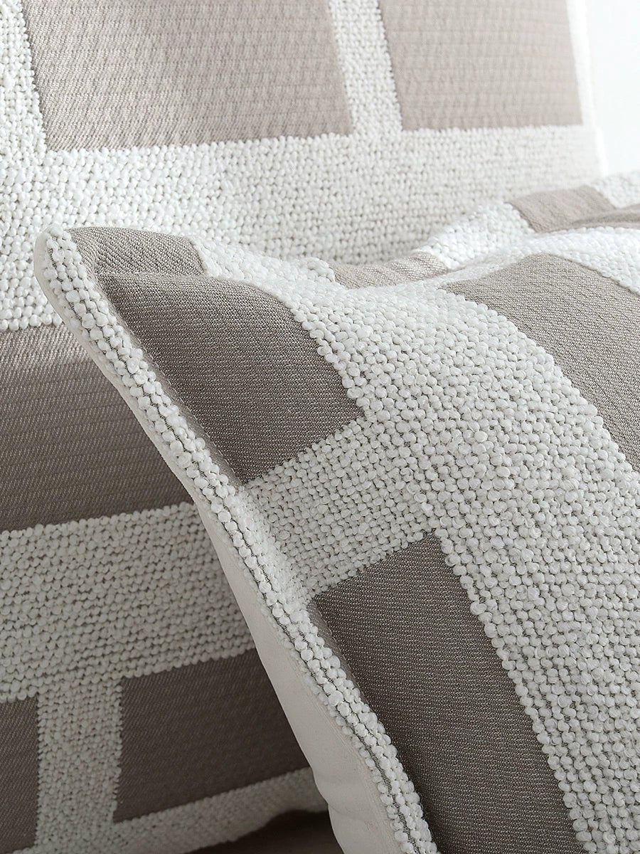 Modern Minimalist Gray Geometric Jacquard Pillow Cover - Julia M LifeStyles