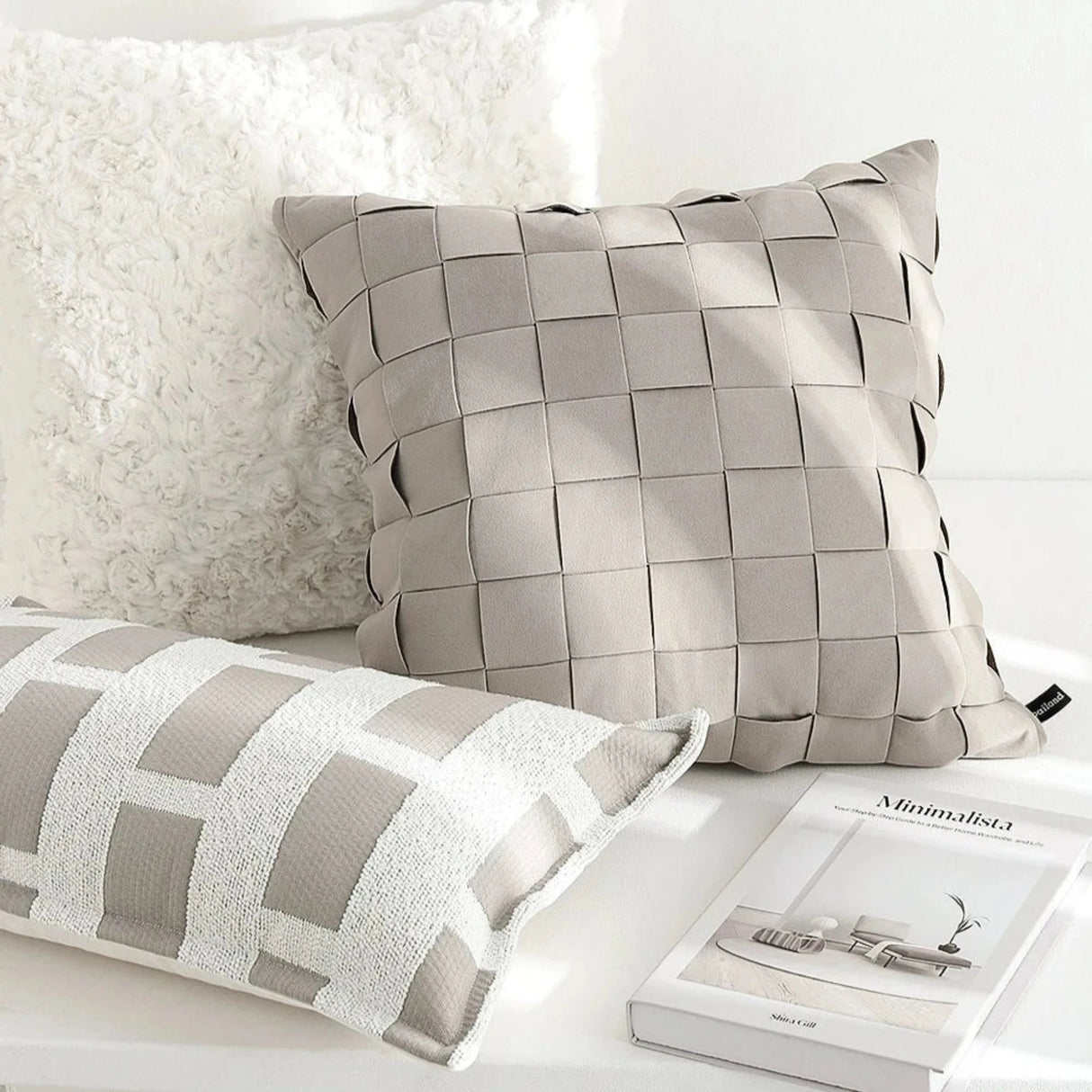 Modern Minimalist Gray Geometric Jacquard Pillow Cover - Julia M LifeStyles