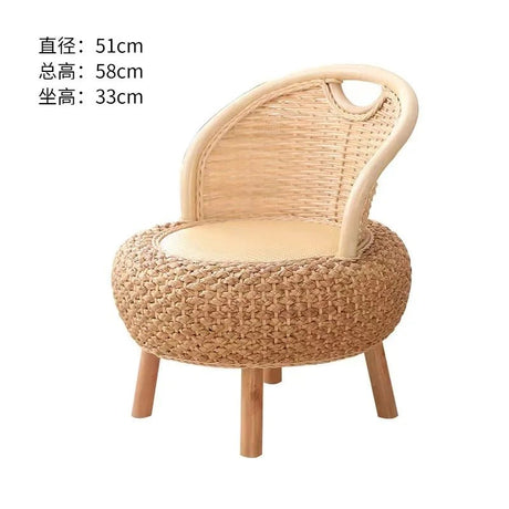 Balcony rattan chair tatami mat single with rattan solid wood for shoe stool living room adult casual - Julia M LifeStyles