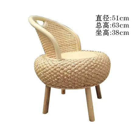 Balcony rattan chair tatami mat single with rattan solid wood for shoe stool living room adult casual - Julia M LifeStyles