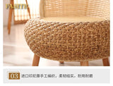 Balcony rattan chair tatami mat single with rattan solid wood for shoe stool living room adult casual - Julia M LifeStyles