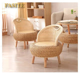 Balcony rattan chair tatami mat single with rattan solid wood for shoe stool living room adult casual - Julia M LifeStyles