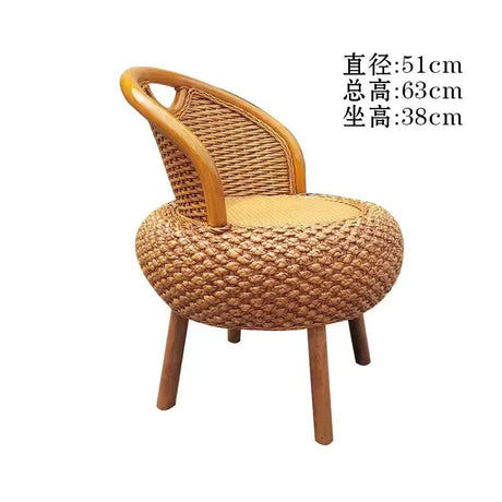 Balcony rattan chair tatami mat single with rattan solid wood for shoe stool living room adult casual - Julia M LifeStyles