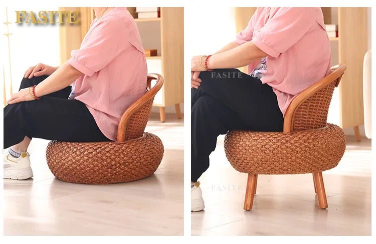 Balcony rattan chair tatami mat single with rattan solid wood for shoe stool living room adult casual - Julia M LifeStyles