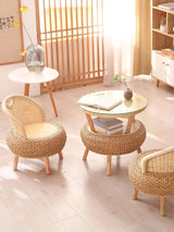 Balcony rattan chair tatami mat single with rattan solid wood for shoe stool living room adult casual - Julia M LifeStyles