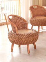 Balcony rattan chair tatami mat single with rattan solid wood for shoe stool living room adult casual - Julia M LifeStyles