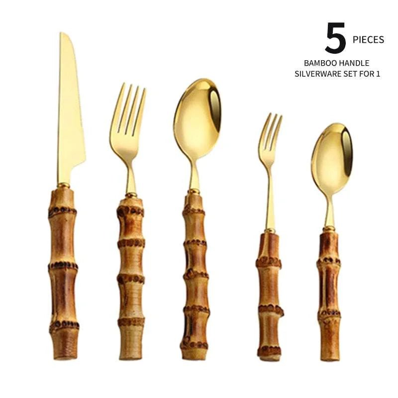 Bamboo Handle Stainless Steel Cutlery Set - Julia M LifeStyles