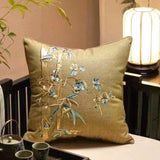 Bamboo Plum Bossom Embroidered Cushion Cover - Julia M LifeStyles