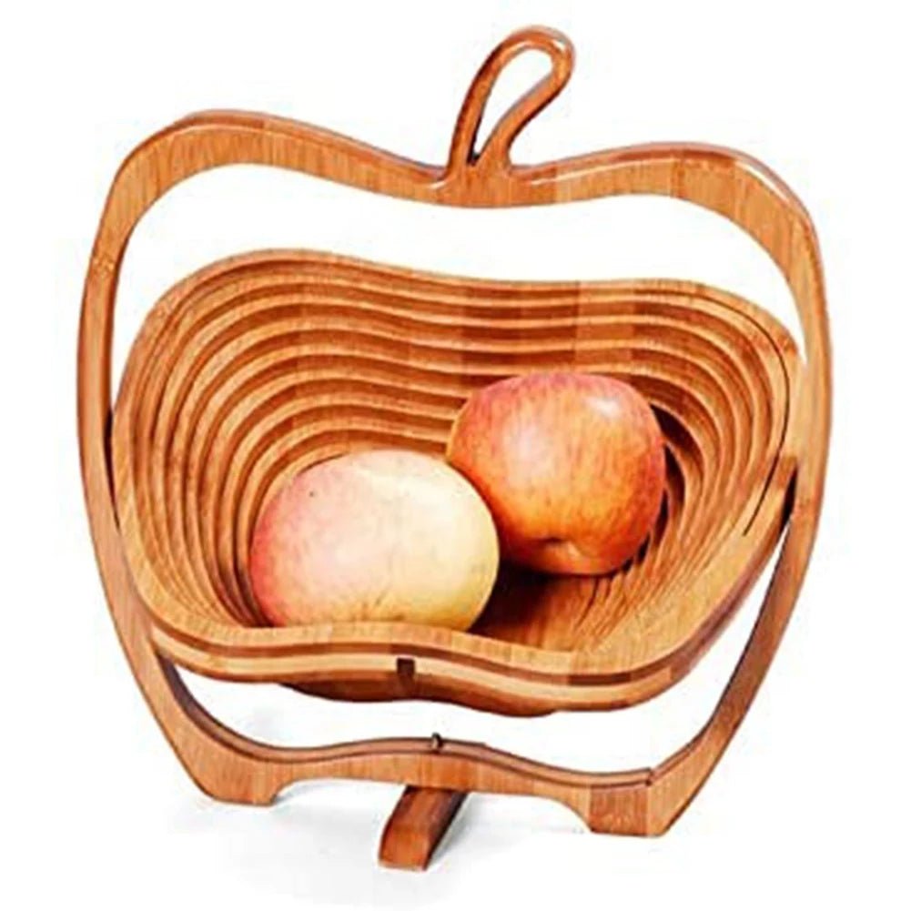 Bamboo Wood Apple Shaped Folding Fruit Basket 🍏 - Julia M LifeStyles