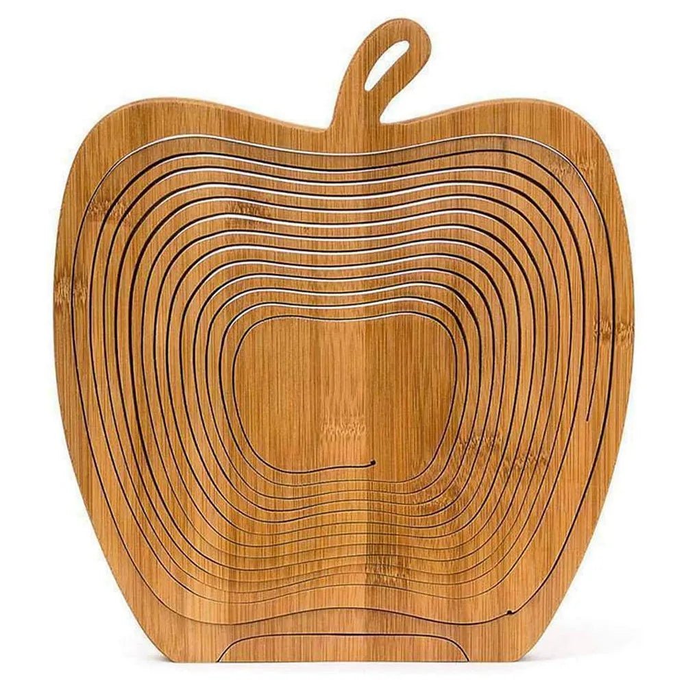 Bamboo Wood Apple Shaped Folding Fruit Basket 🍏 - Julia M LifeStyles