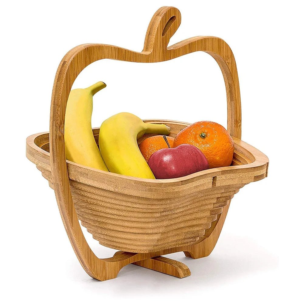 Bamboo Wood Apple Shaped Folding Fruit Basket 🍏 - Julia M LifeStyles