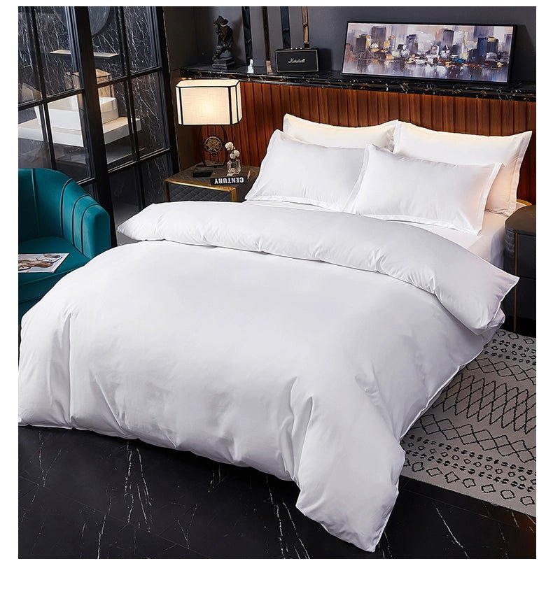 Barcaton Elegant Four-Piece White Hotel Suite Bedding Set - Julia M LifeStyles