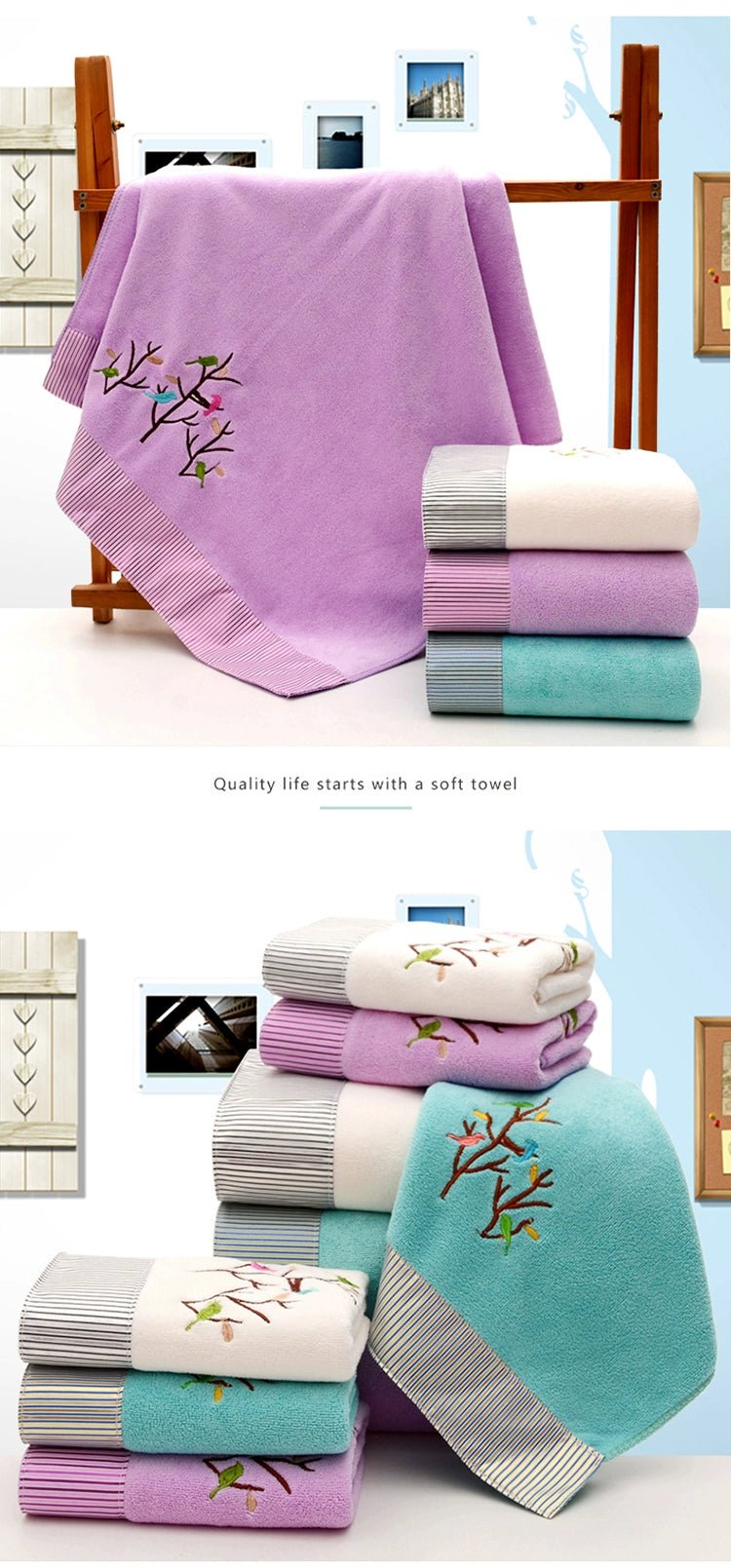 Plus Size Soft and Absorbent Cartoon Bath Towel Set - Julia M LifeStyles