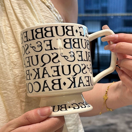 [Beautiful Style for Wife of Shop Owner] Ins Style Letter Roman Impression French Mug Coffee Cup Water Cup - Julia M LifeStyles