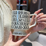 [Beautiful Style for Wife of Shop Owner] Ins Style Letter Roman Impression French Mug Coffee Cup Water Cup - Julia M LifeStyles