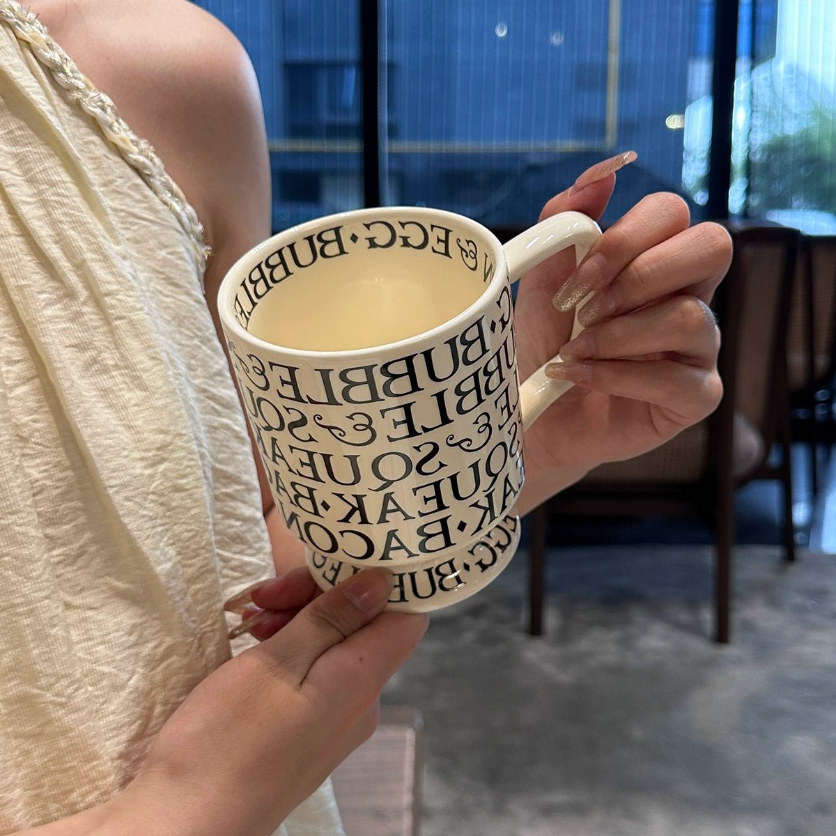 [Beautiful Style for Wife of Shop Owner] Ins Style Letter Roman Impression French Mug Coffee Cup Water Cup - Julia M LifeStyles