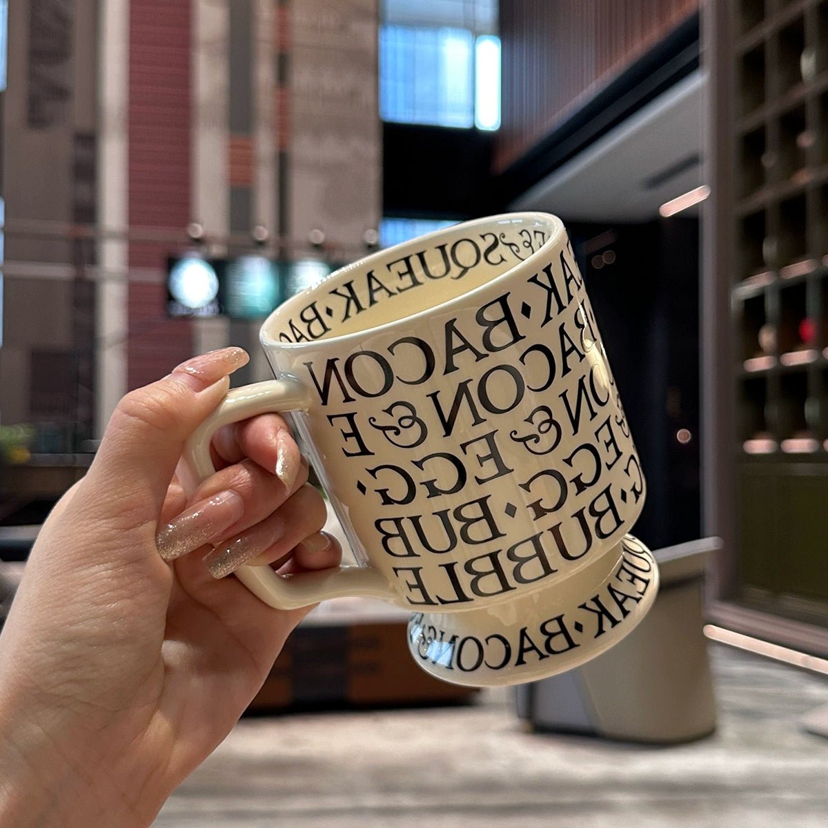 [Beautiful Style for Wife of Shop Owner] Ins Style Letter Roman Impression French Mug Coffee Cup Water Cup - Julia M LifeStyles