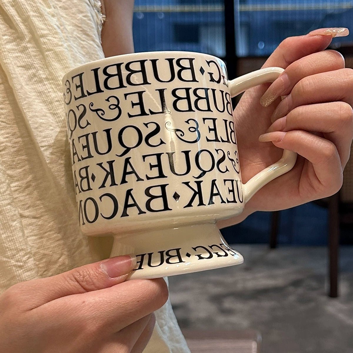 [Beautiful Style for Wife of Shop Owner] Ins Style Letter Roman Impression French Mug Coffee Cup Water Cup - Julia M LifeStyles