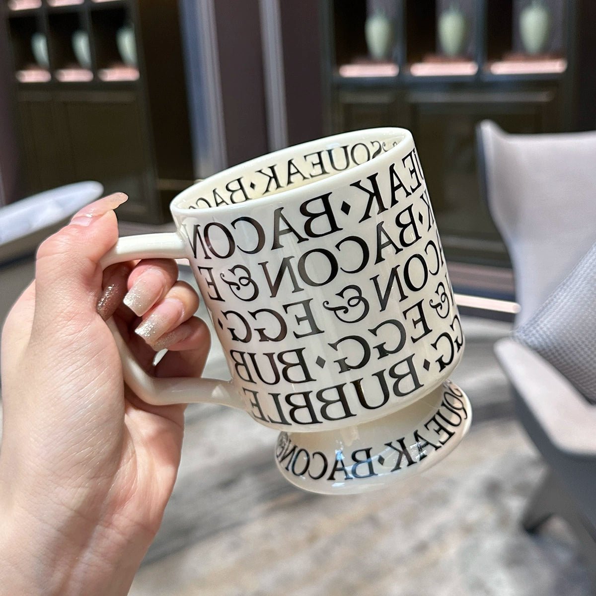 [Beautiful Style for Wife of Shop Owner] Ins Style Letter Roman Impression French Mug Coffee Cup Water Cup - Julia M LifeStyles