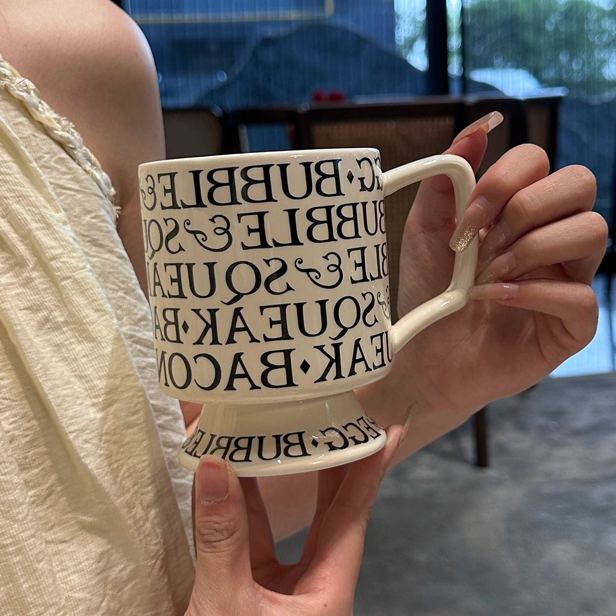 [Beautiful Style for Wife of Shop Owner] Ins Style Letter Roman Impression French Mug Coffee Cup Water Cup - Julia M LifeStyles