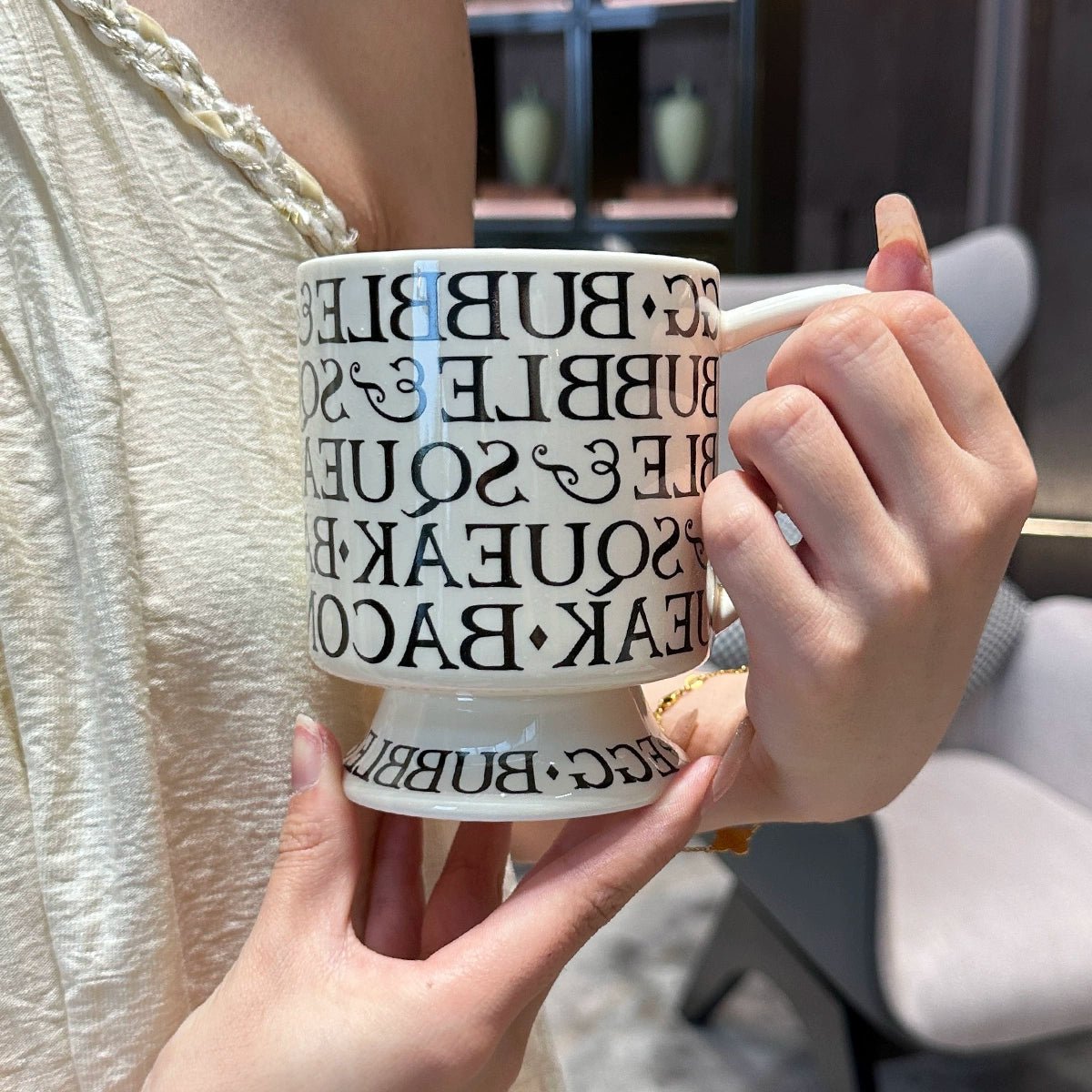 [Beautiful Style for Wife of Shop Owner] Ins Style Letter Roman Impression French Mug Coffee Cup Water Cup - Julia M LifeStyles