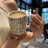 [Beautiful Style for Wife of Shop Owner] Ins Style Letter Roman Impression French Mug Coffee Cup Water Cup - Julia M LifeStyles