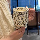 [Beautiful Style for Wife of Shop Owner] Ins Style Letter Roman Impression French Mug Coffee Cup Water Cup - Julia M LifeStyles