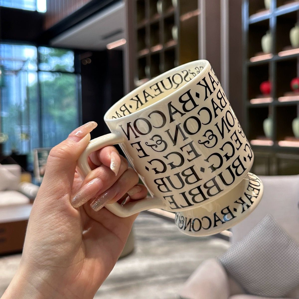 [Beautiful Style for Wife of Shop Owner] Ins Style Letter Roman Impression French Mug Coffee Cup Water Cup - Julia M LifeStyles