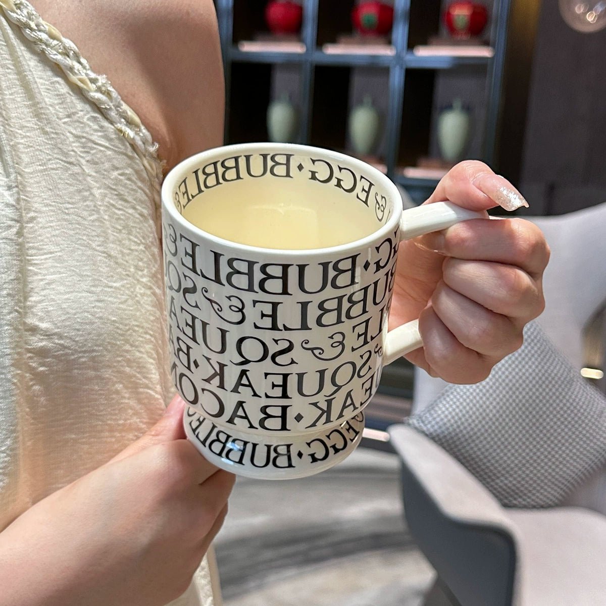 [Beautiful Style for Wife of Shop Owner] Ins Style Letter Roman Impression French Mug Coffee Cup Water Cup - Julia M LifeStyles