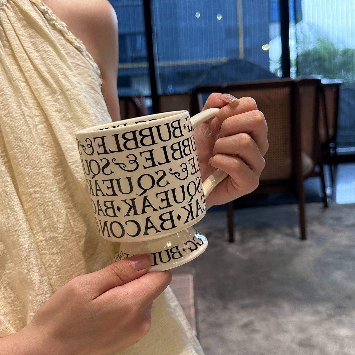 [Beautiful Style for Wife of Shop Owner] Ins Style Letter Roman Impression French Mug Coffee Cup Water Cup - Julia M LifeStyles