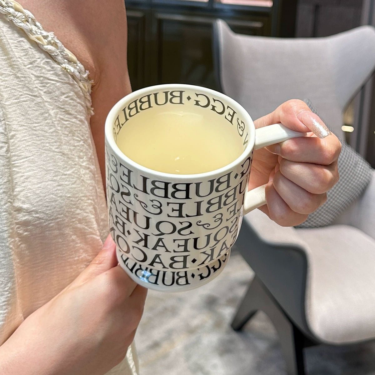 [Beautiful Style for Wife of Shop Owner] Ins Style Letter Roman Impression French Mug Coffee Cup Water Cup - Julia M LifeStyles