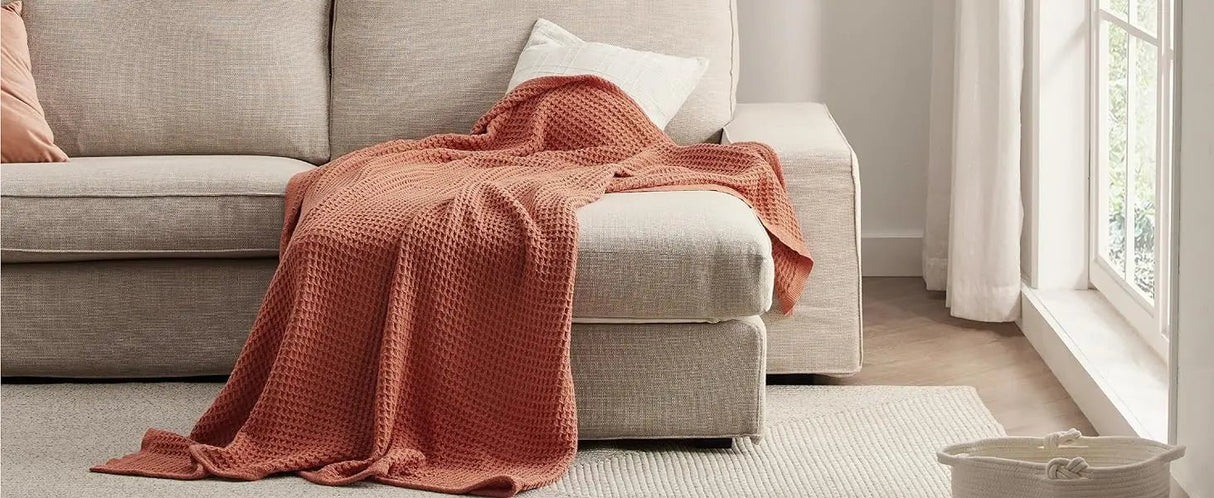 Bedsure 100% Cotton Blankets for Couch or Bed - Waffle Weave, Lightweight and Soft Spring Blankets for Office, Throw, Twin, Quee - Julia M LifeStyles