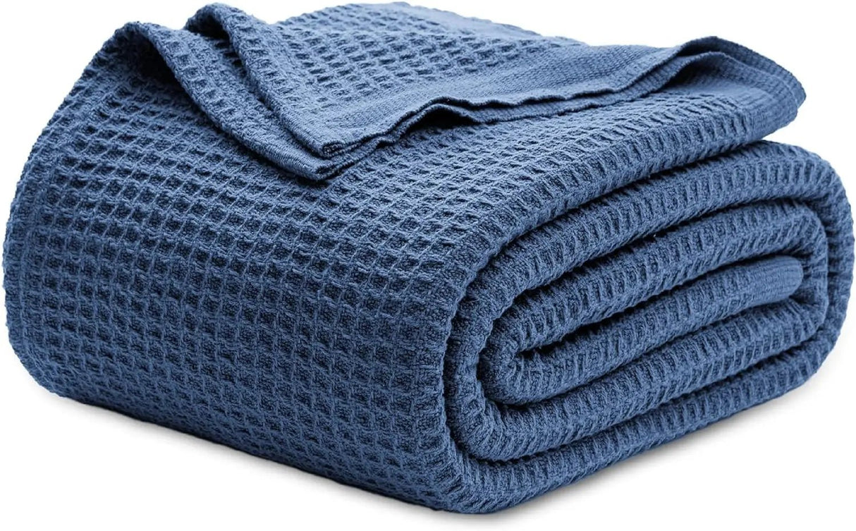 Bedsure 100% Cotton Blankets for Couch or Bed - Waffle Weave, Lightweight and Soft Spring Blankets for Office, Throw, Twin, Quee - Julia M LifeStyles