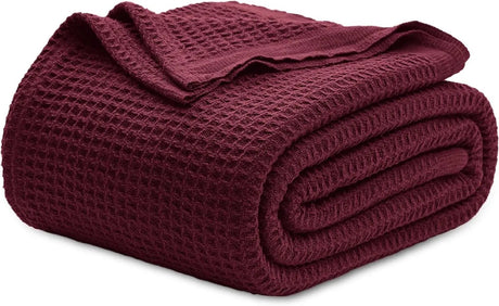 Bedsure 100% Cotton Blankets for Couch or Bed - Waffle Weave, Lightweight and Soft Spring Blankets for Office, Throw, Twin, Quee - Julia M LifeStyles