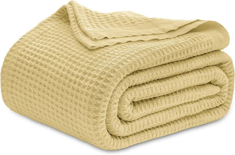 Bedsure 100% Cotton Blankets for Couch or Bed - Waffle Weave, Lightweight and Soft Spring Blankets for Office, Throw, Twin, Quee - Julia M LifeStyles