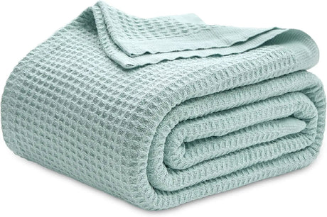 Bedsure 100% Cotton Blankets for Couch or Bed - Waffle Weave, Lightweight and Soft Spring Blankets for Office, Throw, Twin, Quee - Julia M LifeStyles