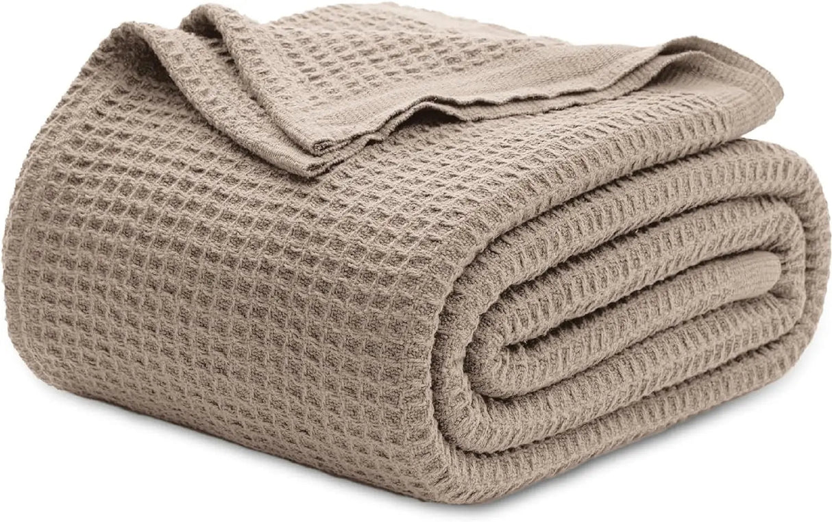 Bedsure 100% Cotton Blankets for Couch or Bed - Waffle Weave, Lightweight and Soft Spring Blankets for Office, Throw, Twin, Quee - Julia M LifeStyles