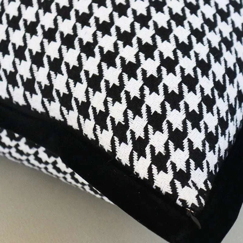 Black and White Houndstooth Check Pillow - Julia M LifeStyles