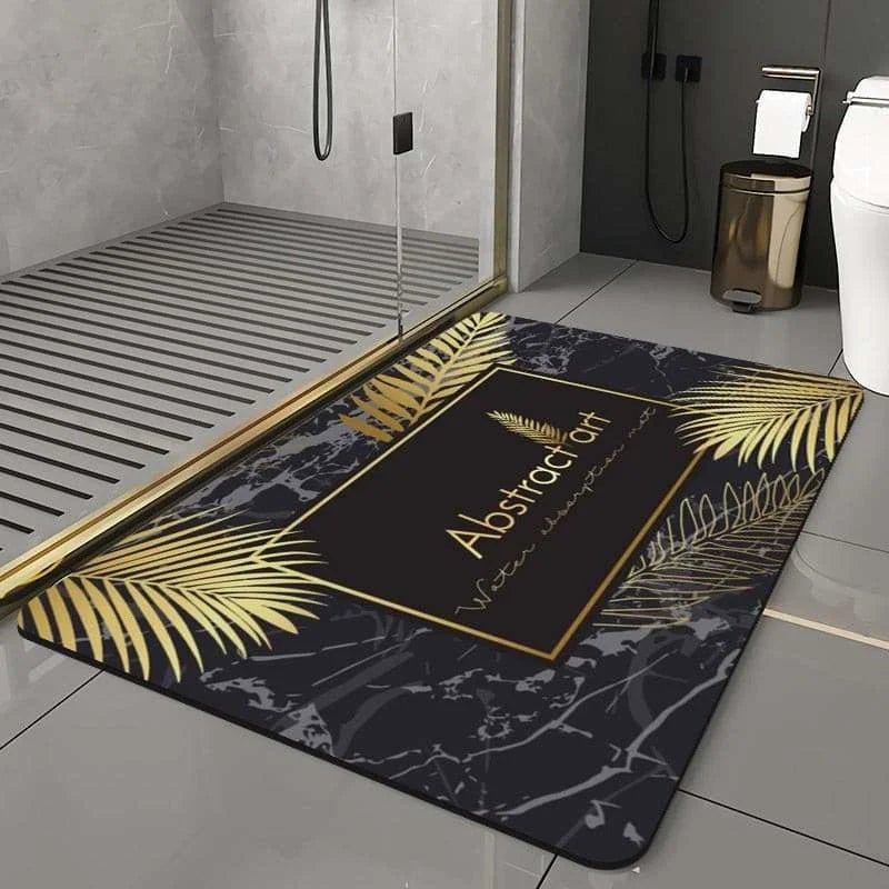 Black Marble Bathroom Mat Diatomite - Julia M LifeStyles