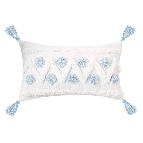 Blue Geometric Tufted Bohemian Pillow Covers Tassels Lengthen Bedroom Sofa Pillow Case For Living Room Sofa Home Decoration - Julia M LifeStyles