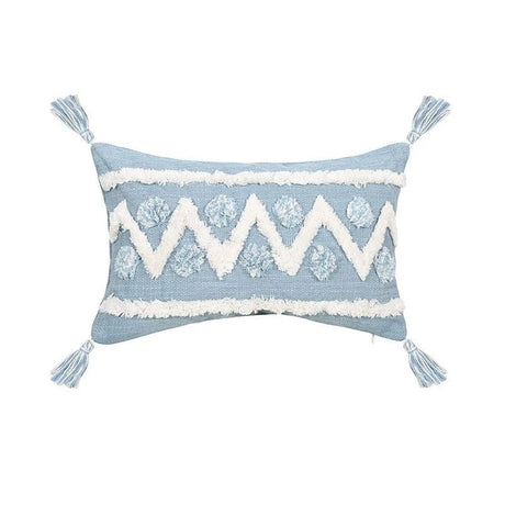 Blue Geometric Tufted Bohemian Pillow Covers Tassels Lengthen Bedroom Sofa Pillow Case For Living Room Sofa Home Decoration - Julia M LifeStyles