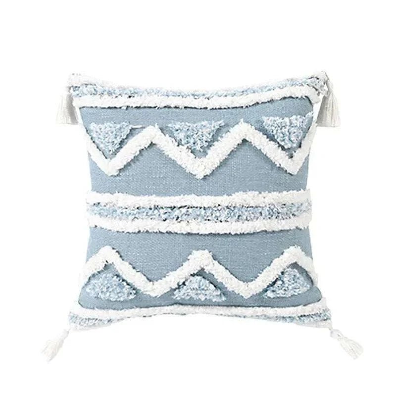 Blue Geometric Tufted Bohemian Pillow Covers Tassels Lengthen Bedroom Sofa Pillow Case For Living Room Sofa Home Decoration - Julia M LifeStyles