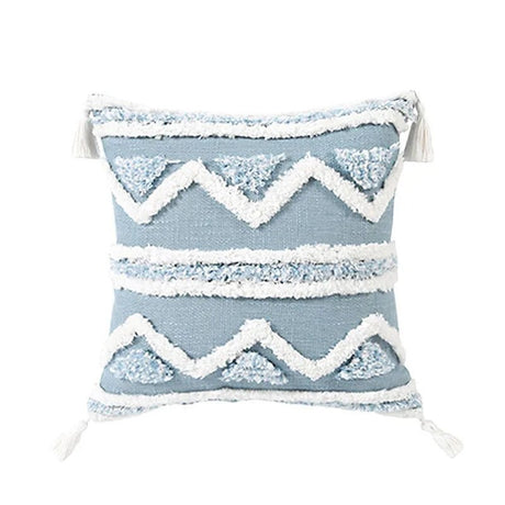 Blue Geometric Tufted Bohemian Pillow Covers Tassels Lengthen Bedroom Sofa Pillow Case For Living Room Sofa Home Decoration - Julia M LifeStyles