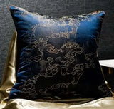 Blue Gold Jacquard Cushion Cover throw pillows Julia M Home & Kitchen   