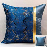 Blue Gold Jacquard Cushion Cover throw pillows Julia M Home & Kitchen   