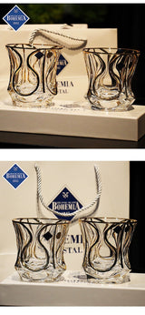 Bohemia Crystal Glass Gold Whiskey & Wine Glass Set - Julia M LifeStyles